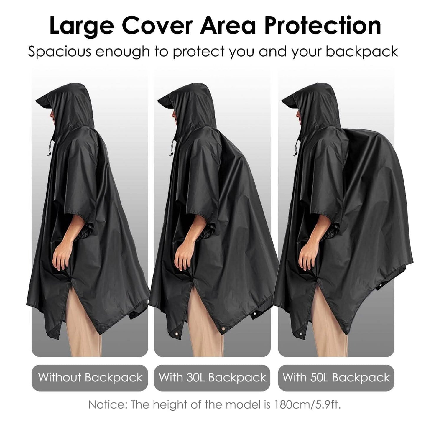 Unisex Hooded Rain Poncho with Pocket DailySale