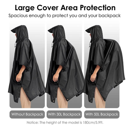 Unisex Hooded Rain Poncho with Pocket DailySale