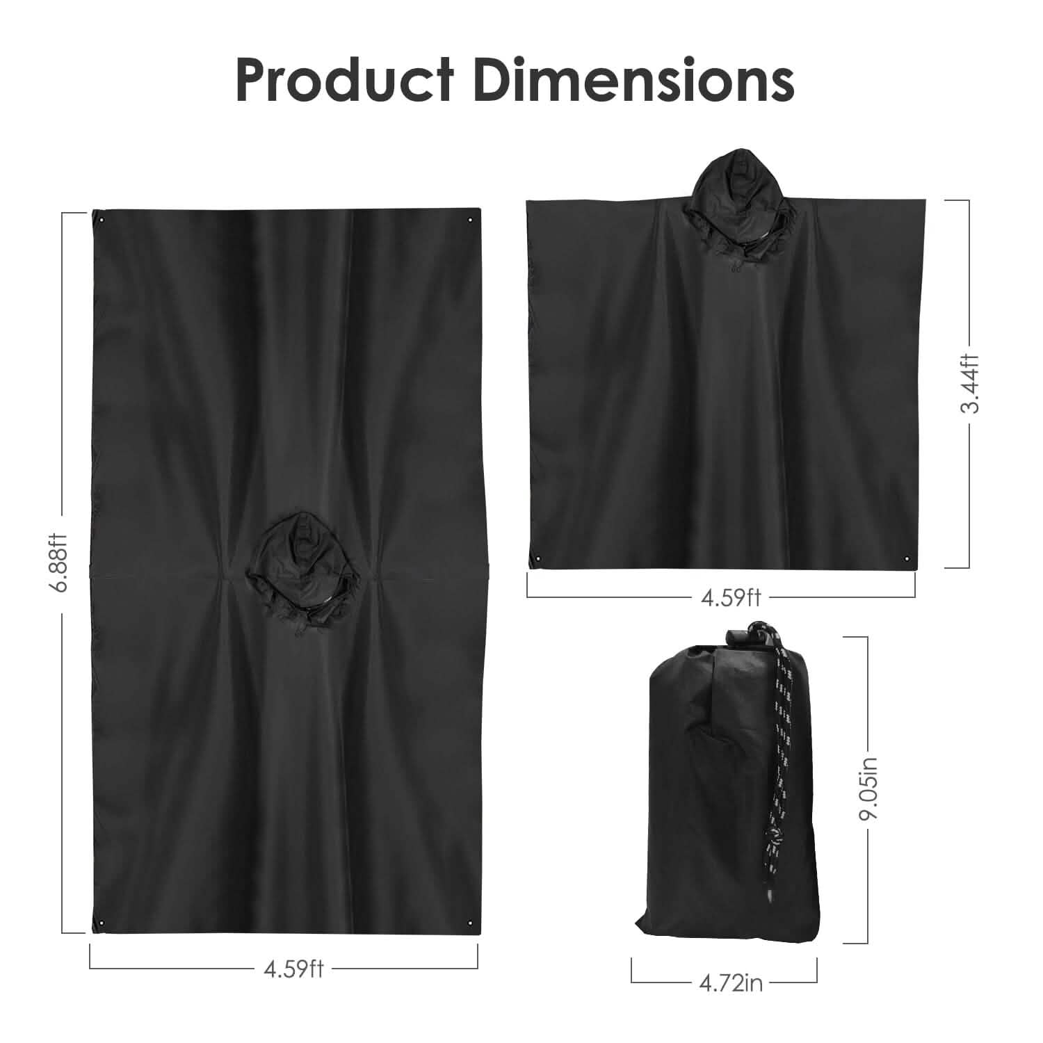 Unisex Hooded Rain Poncho with Pocket DailySale