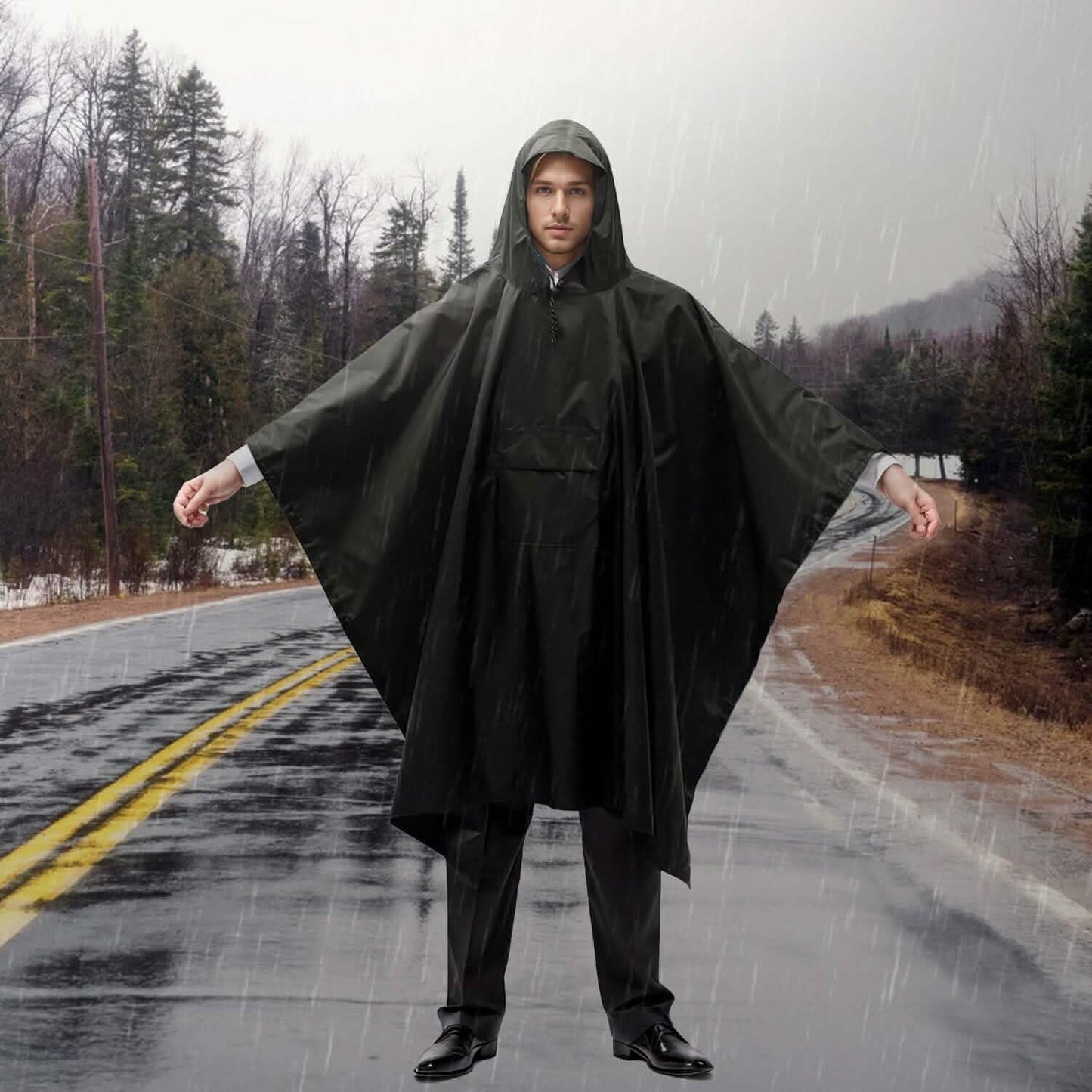 Unisex Hooded Rain Poncho with Pocket DailySale