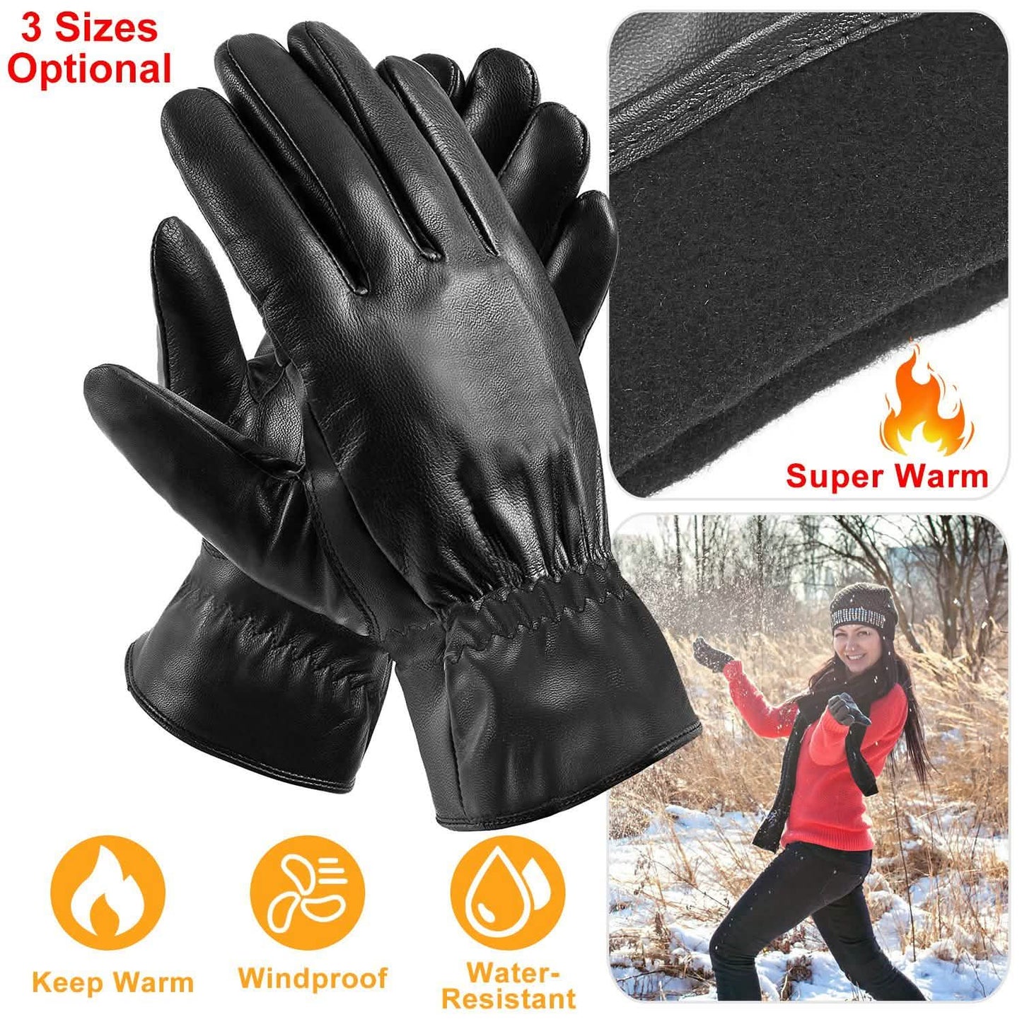 Unisex Leather Winter Warm Gloves DailySale