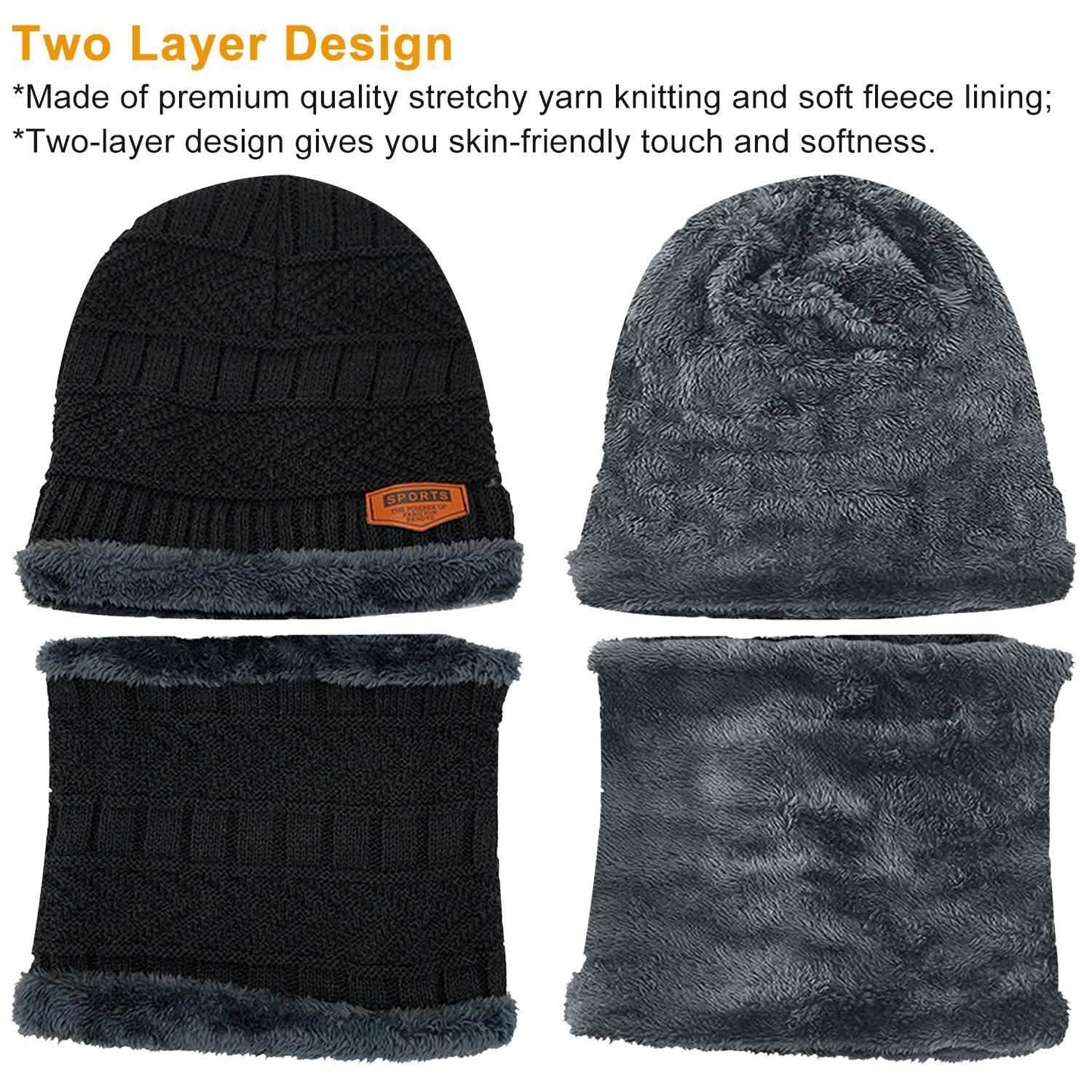 Unisex Winter Beanie Hat Scarf Set DailySale