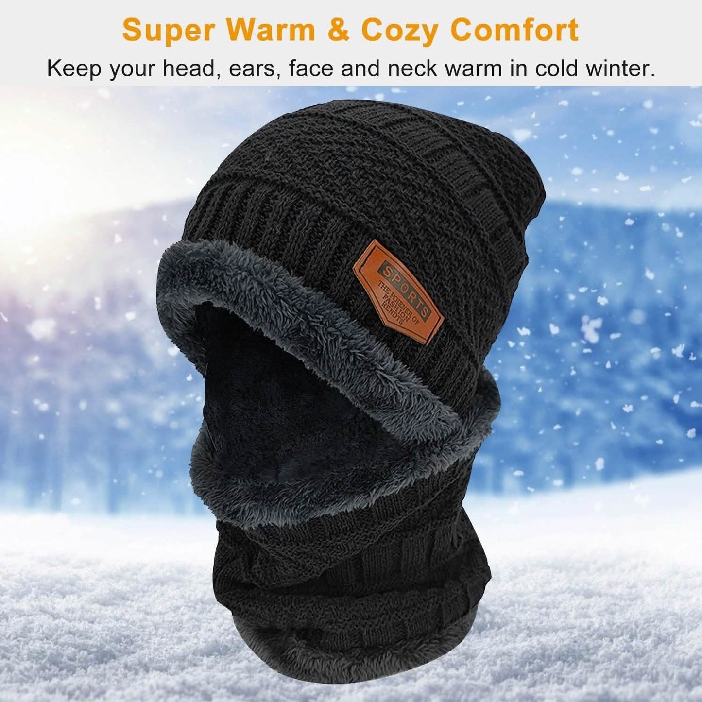Unisex Winter Beanie Hat Scarf Set DailySale