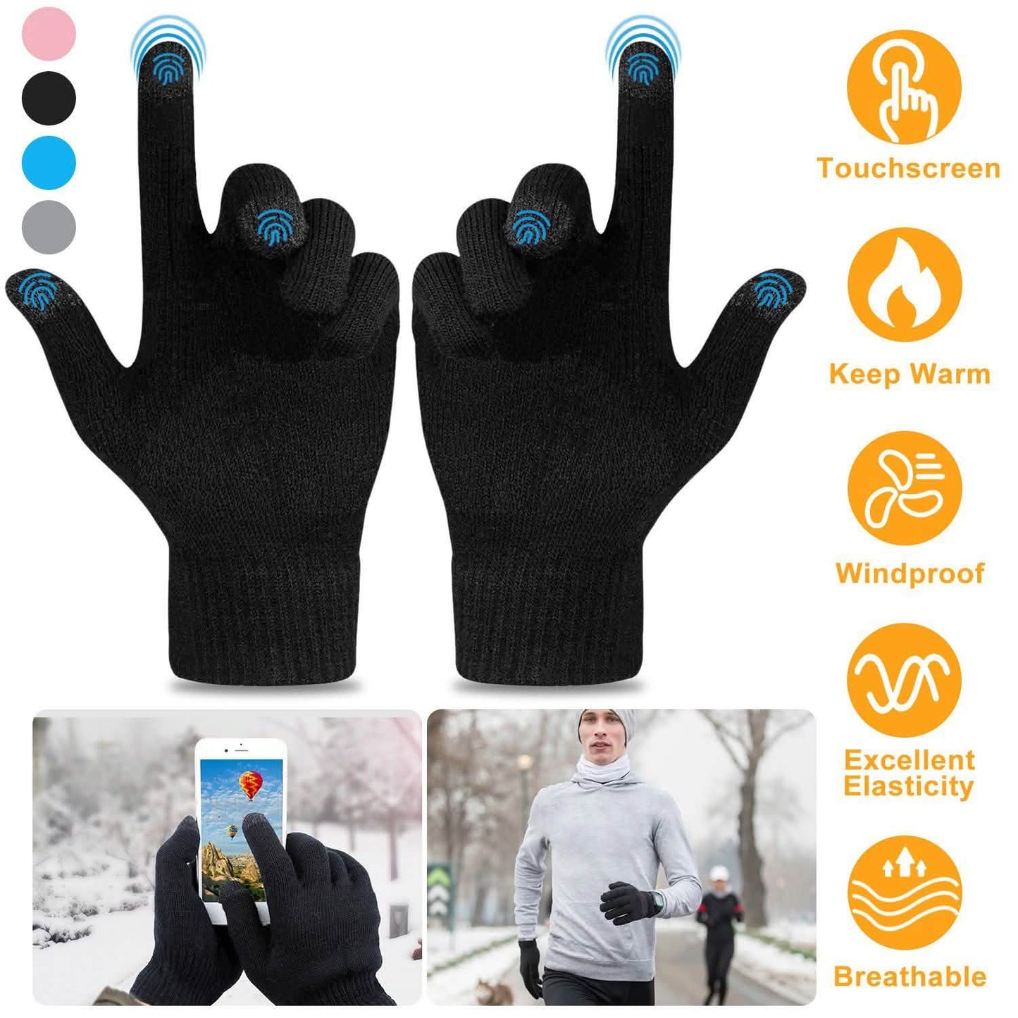 Unisex Winter Knit Gloves Touchscreen DailySale