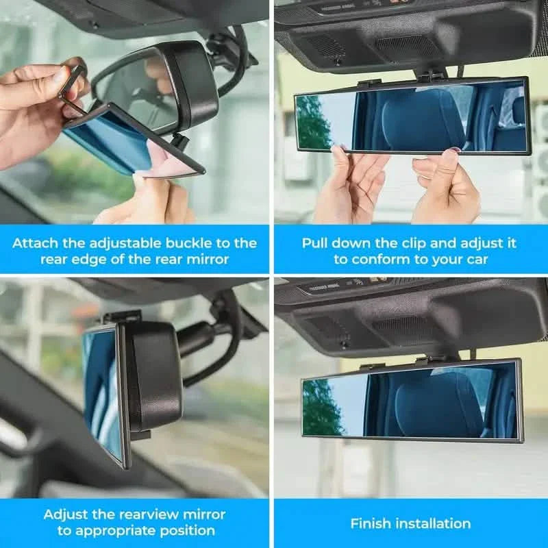 Universal 11.81 Inch Panoramic Convex Rearview Interior Clip-on Wide Angle Mirror DailySale