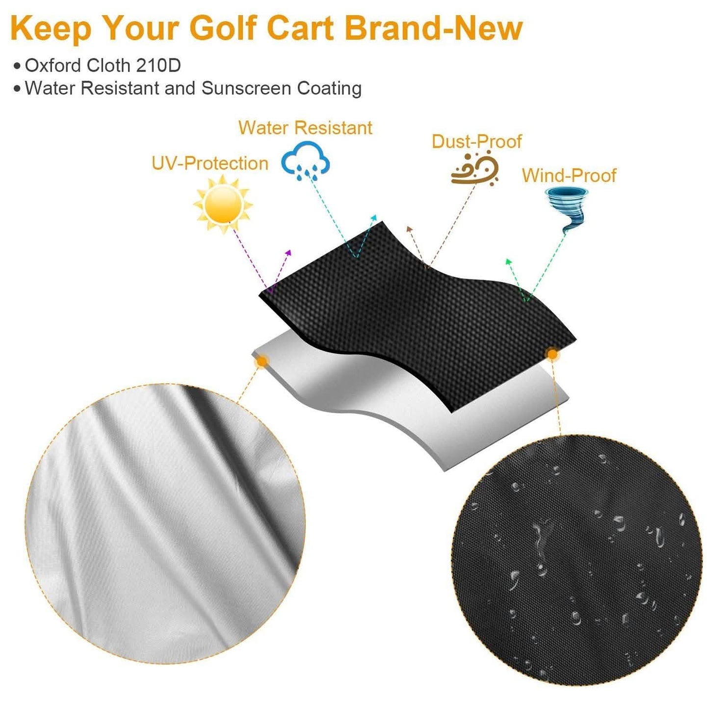 Universal 4 Passenger Golf Cart Cover 210D DailySale