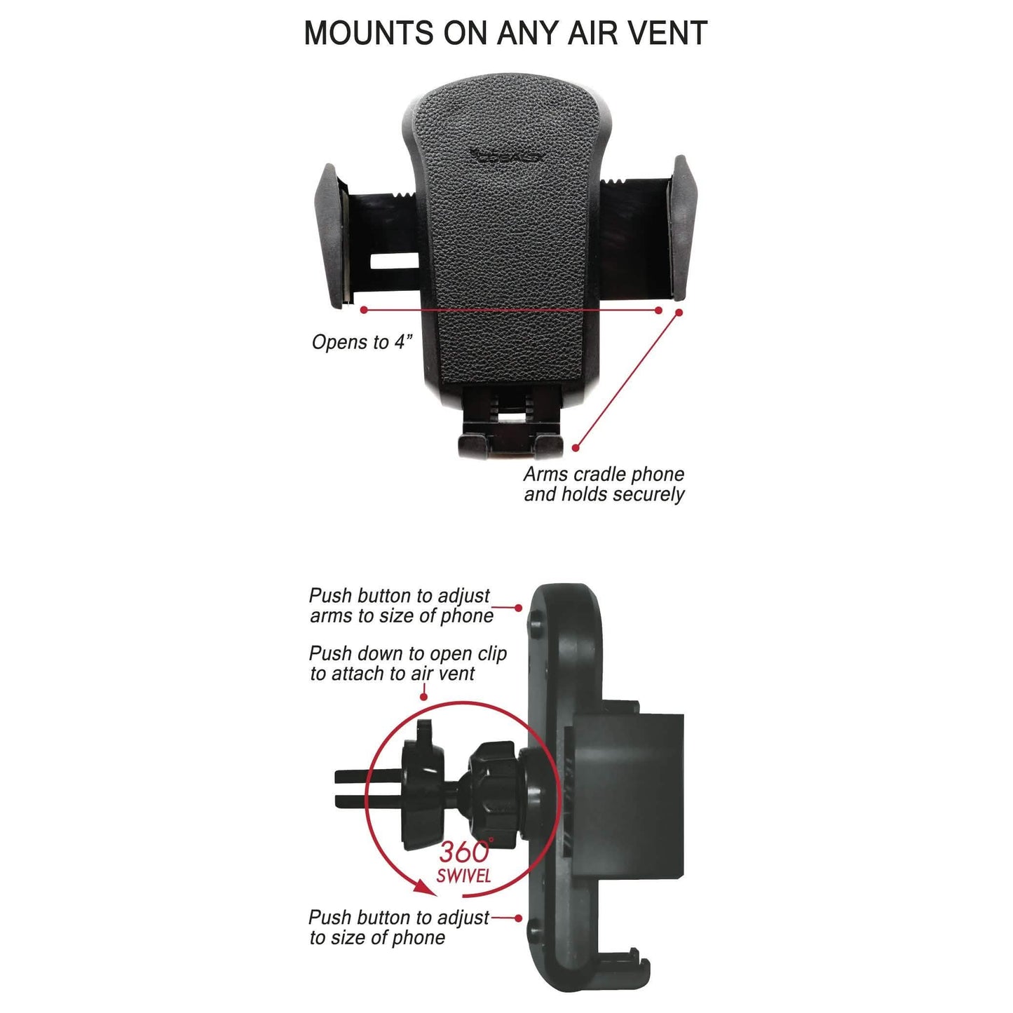 Universal Cradle Airvent Mount with Leather Accent DailySale