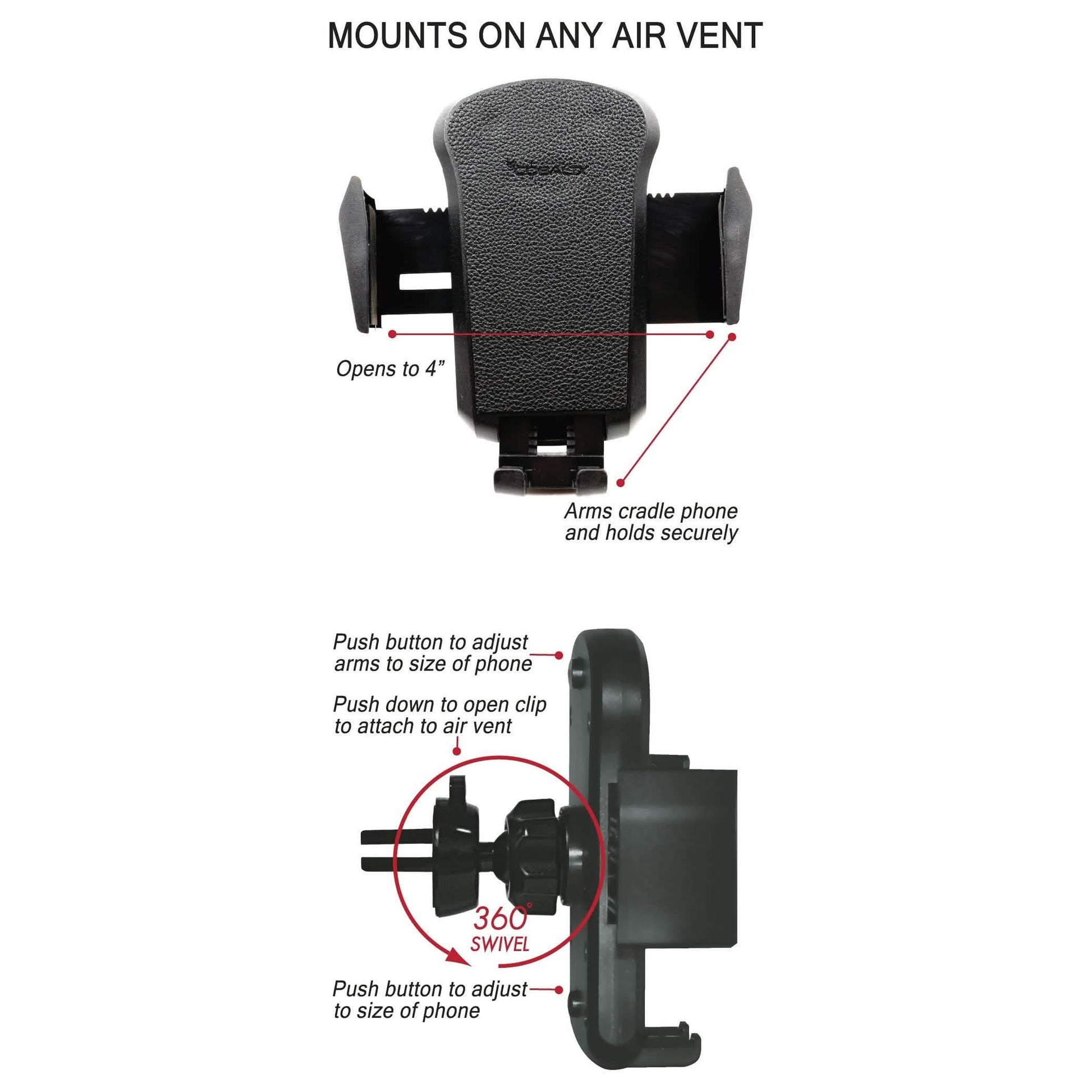 Universal Cradle Airvent Mount with Leather Accent DailySale