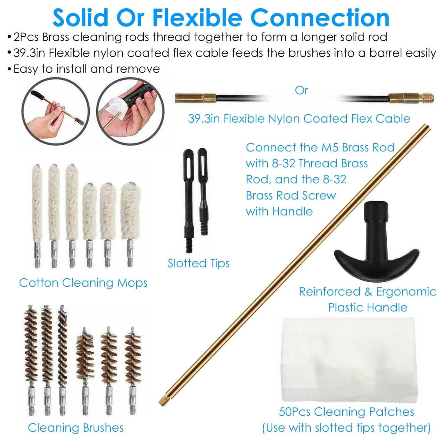 Universal Gun Cleaning Kit with 39.3" Flex Cable Brass Rod DailySale