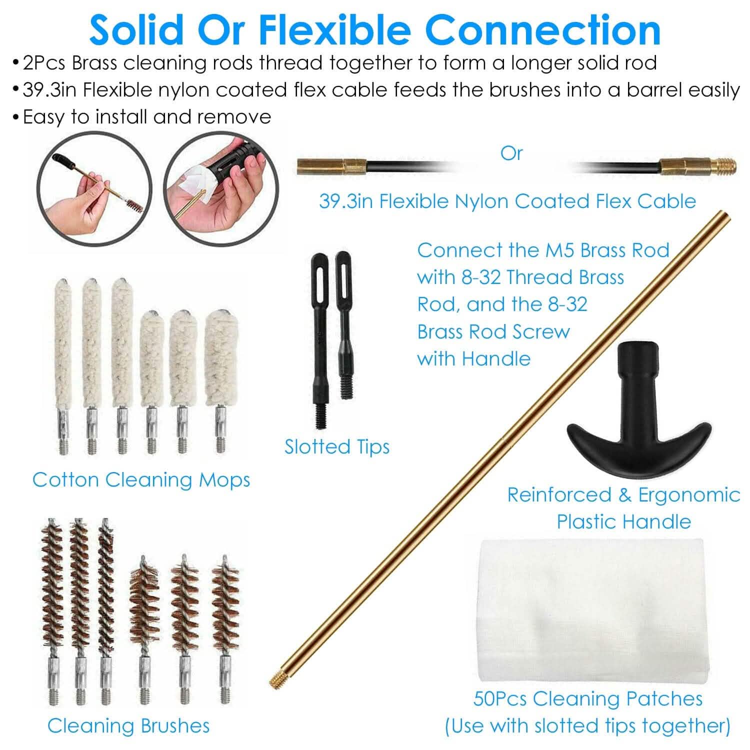 Universal Gun Cleaning Kit with 39.3" Flex Cable Brass Rod DailySale