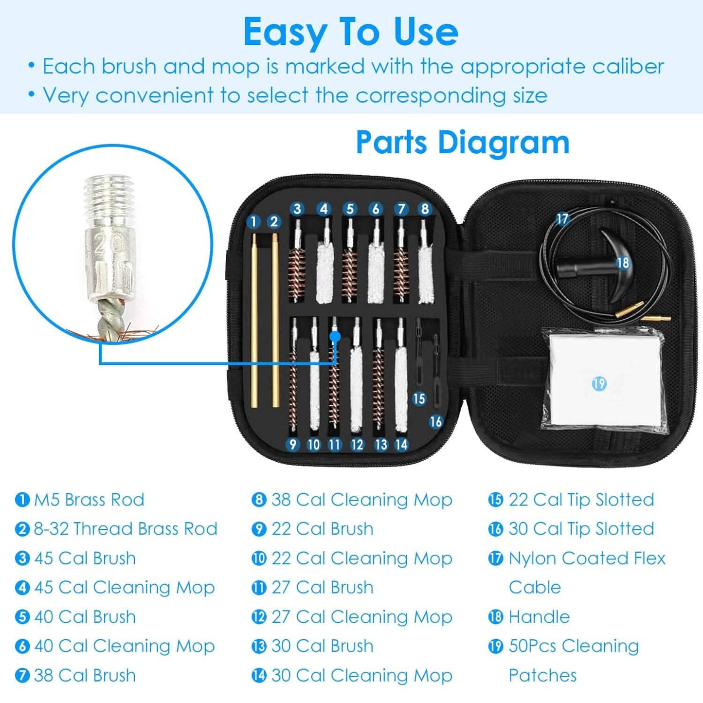 Universal Gun Cleaning Kit with 39.3" Flex Cable Brass Rod DailySale