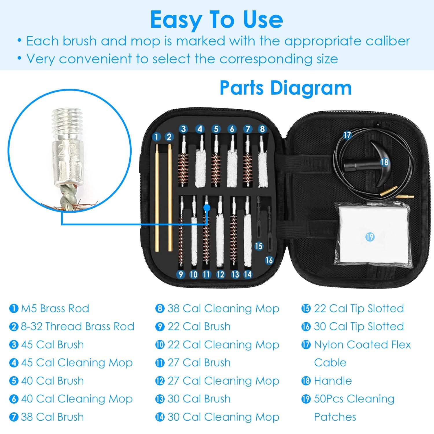 Universal Gun Cleaning Kit with 39.3" Flex Cable Brass Rod DailySale