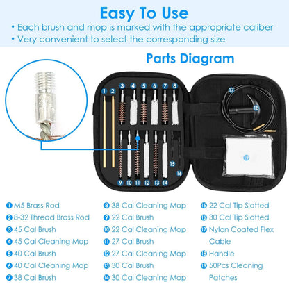 Universal Gun Cleaning Kit with 39.3" Flex Cable Brass Rod DailySale