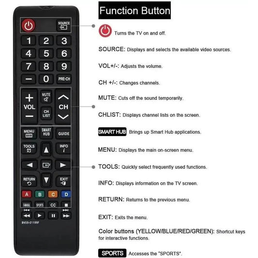 Universal Remote Control for All Samsung LCD LED HDTV Smart TVs BN59-01199F DailySale