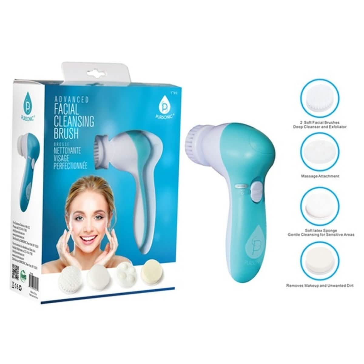 Pursonic 5-in-1 Facial Cleansing Brush and Massager Combo Kit - Assorted Colors DailySale