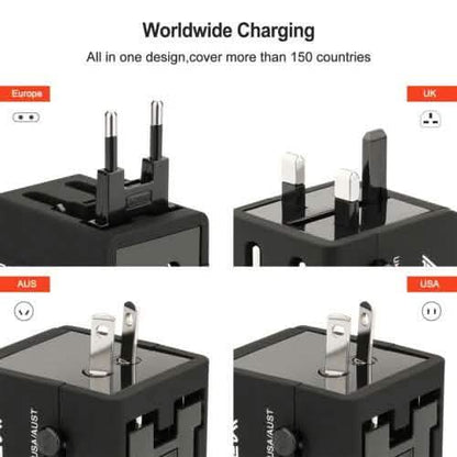 US EU UK AU Travel Universal Adapter USB Charger Type-C AC Wall Plug Converter DailySale