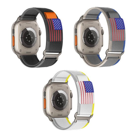 3 Pack Bundle USA Flag Velcro Nylon Loop Strap for Apple watch - Wristwatchstraps.co