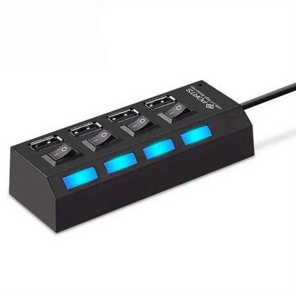 USB 2.0 Adapter Hub Power On/ Off Switch For PC Laptop Computer DailySale