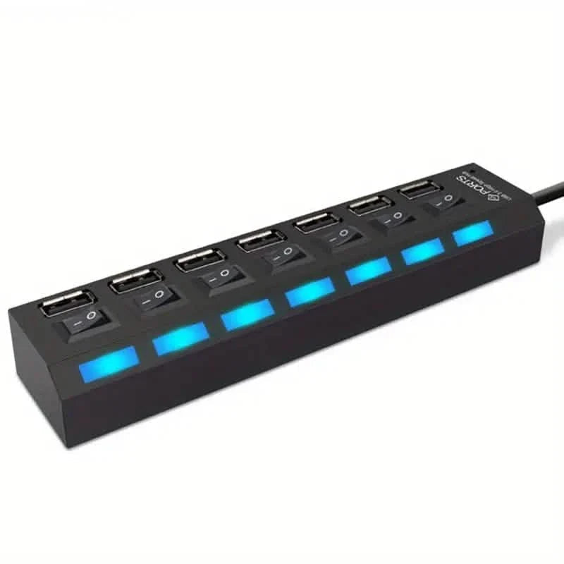 USB 2.0 Adapter Hub Power On/ Off Switch For PC Laptop Computer DailySale