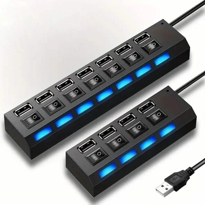 USB 2.0 Adapter Hub Power On/ Off Switch For PC Laptop Computer ...