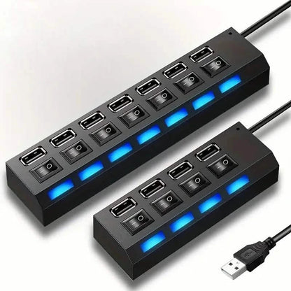 USB 2.0 Adapter Hub Power On/ Off Switch For PC Laptop Computer DailySale