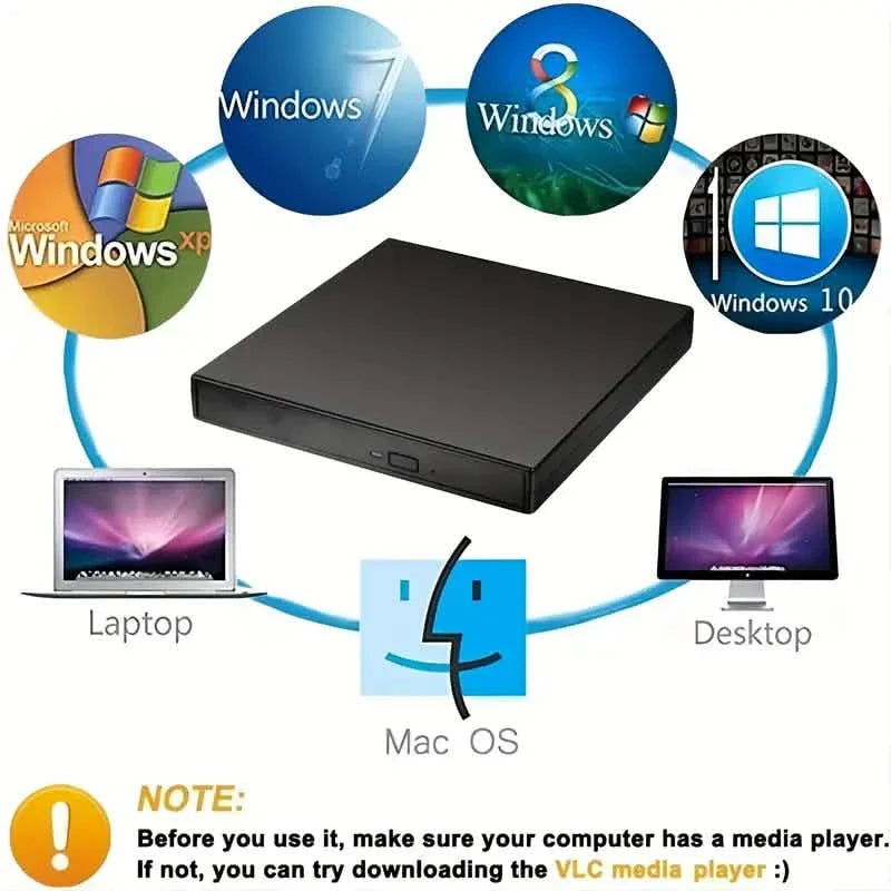 USB 2.0 Slim Protable External CD-RW Drive DVD-RW Burner Writer Player DailySale