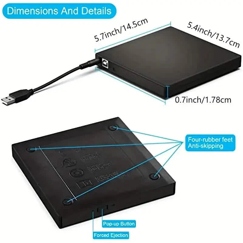 USB 2.0 Slim Protable External CD-RW Drive DVD-RW Burner Writer Player DailySale
