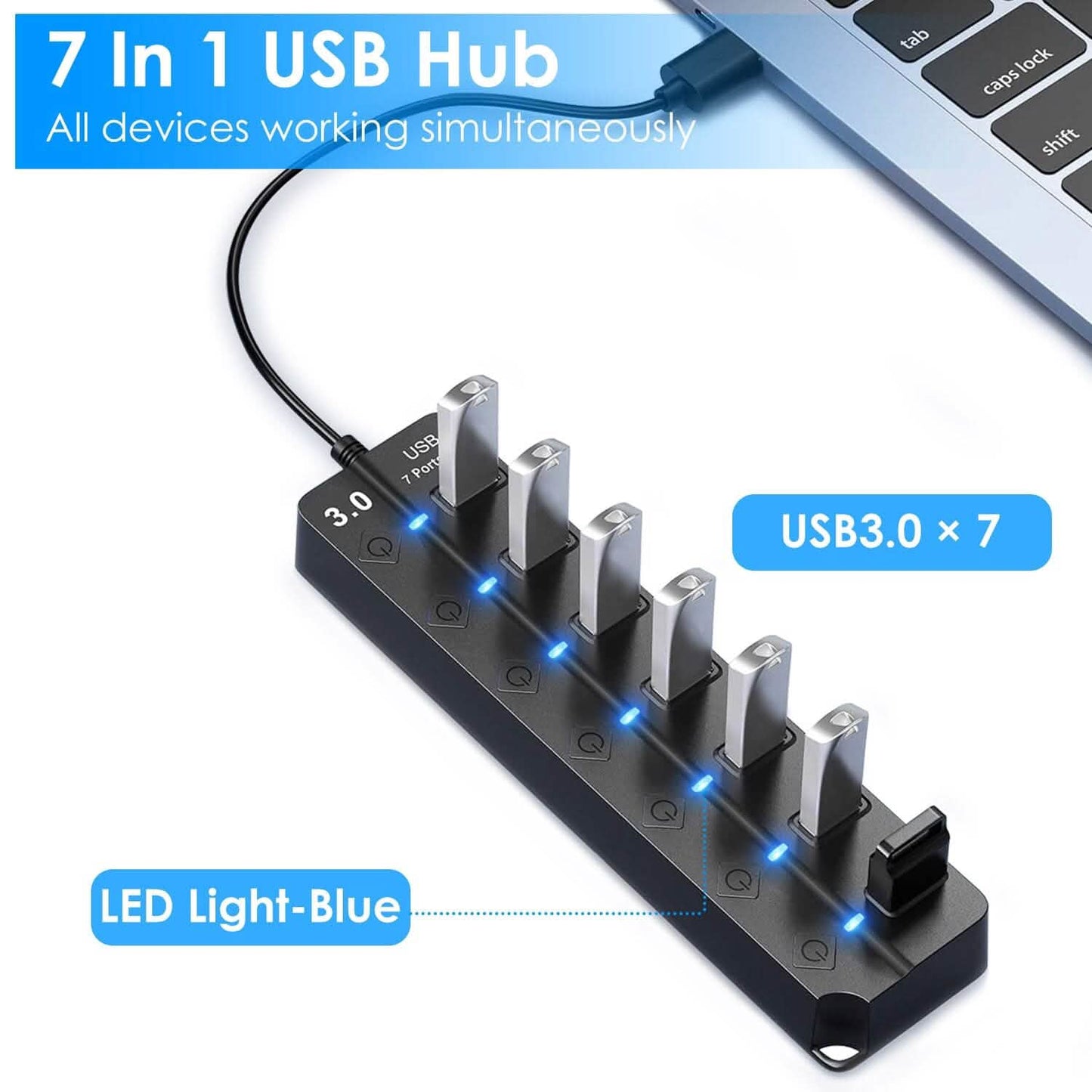 USB 3.0 HUB 7 Ports High Speed 5Gbps USB Splitter DailySale