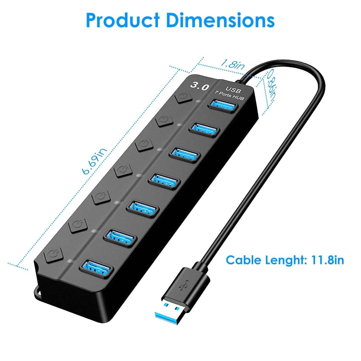 USB 3.0 HUB 7 Ports High Speed 5Gbps USB Splitter DailySale
