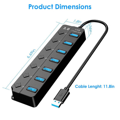 USB 3.0 HUB 7 Ports High Speed 5Gbps USB Splitter DailySale