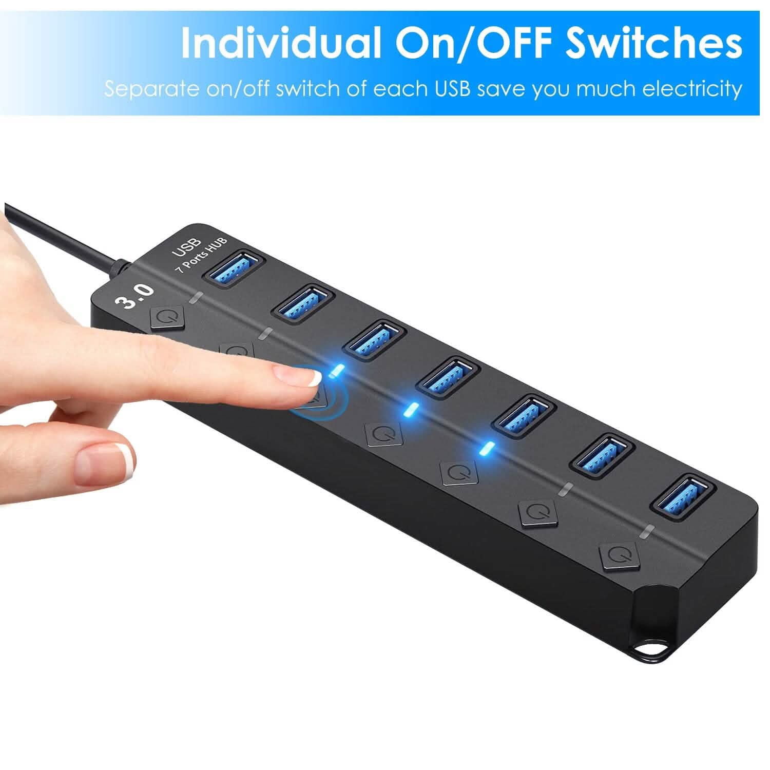 USB 3.0 HUB 7 Ports High Speed 5Gbps USB Splitter DailySale
