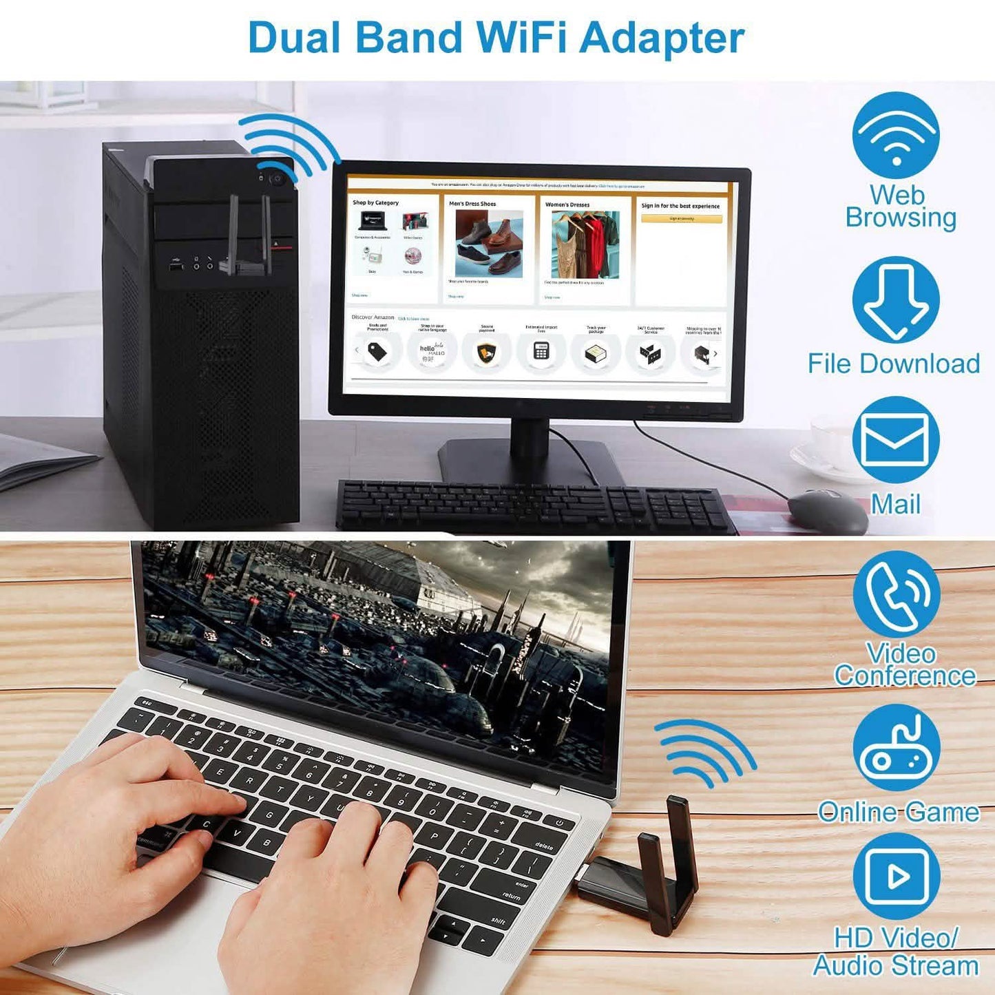 USB 3.0 WiFi Adapter AC1300 Mbps DailySale