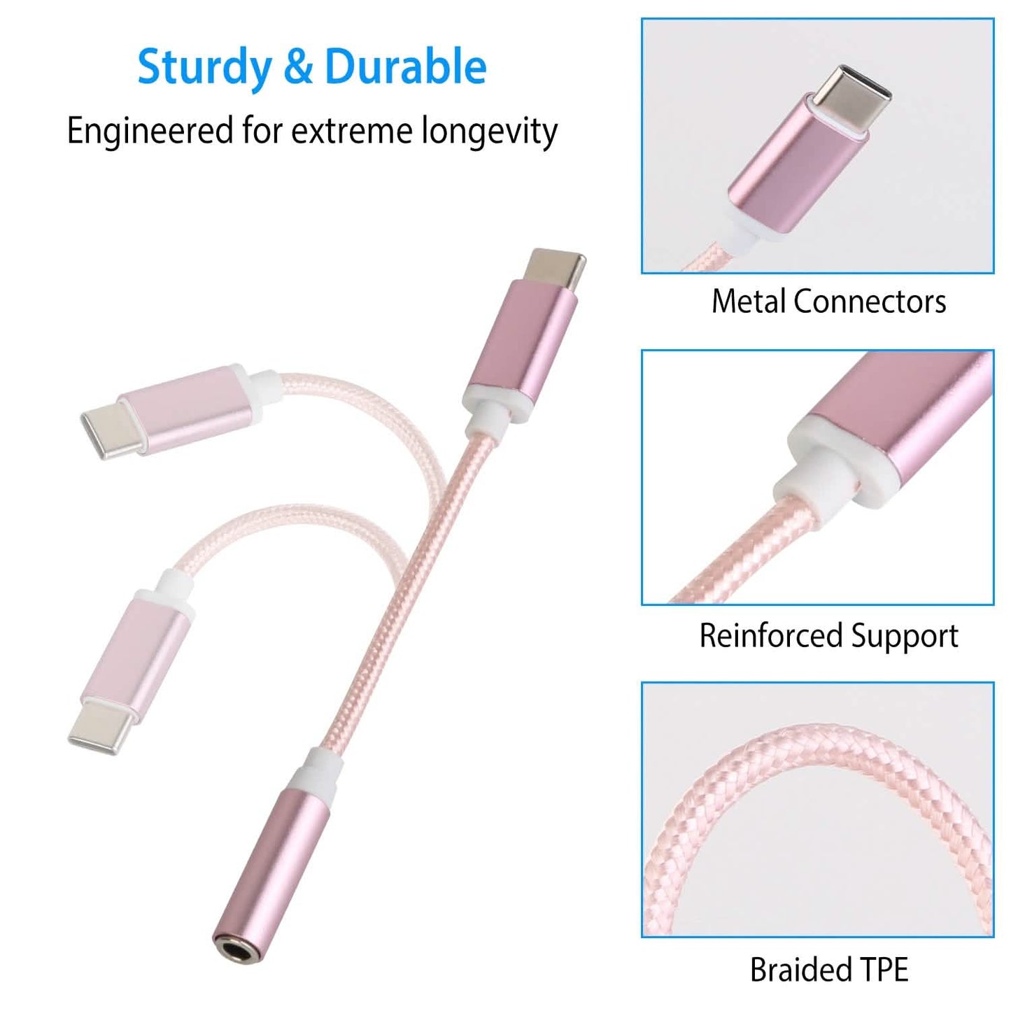 USB-C Type C Adapter Port to 3 .5mm Aux Audio Jack DailySale