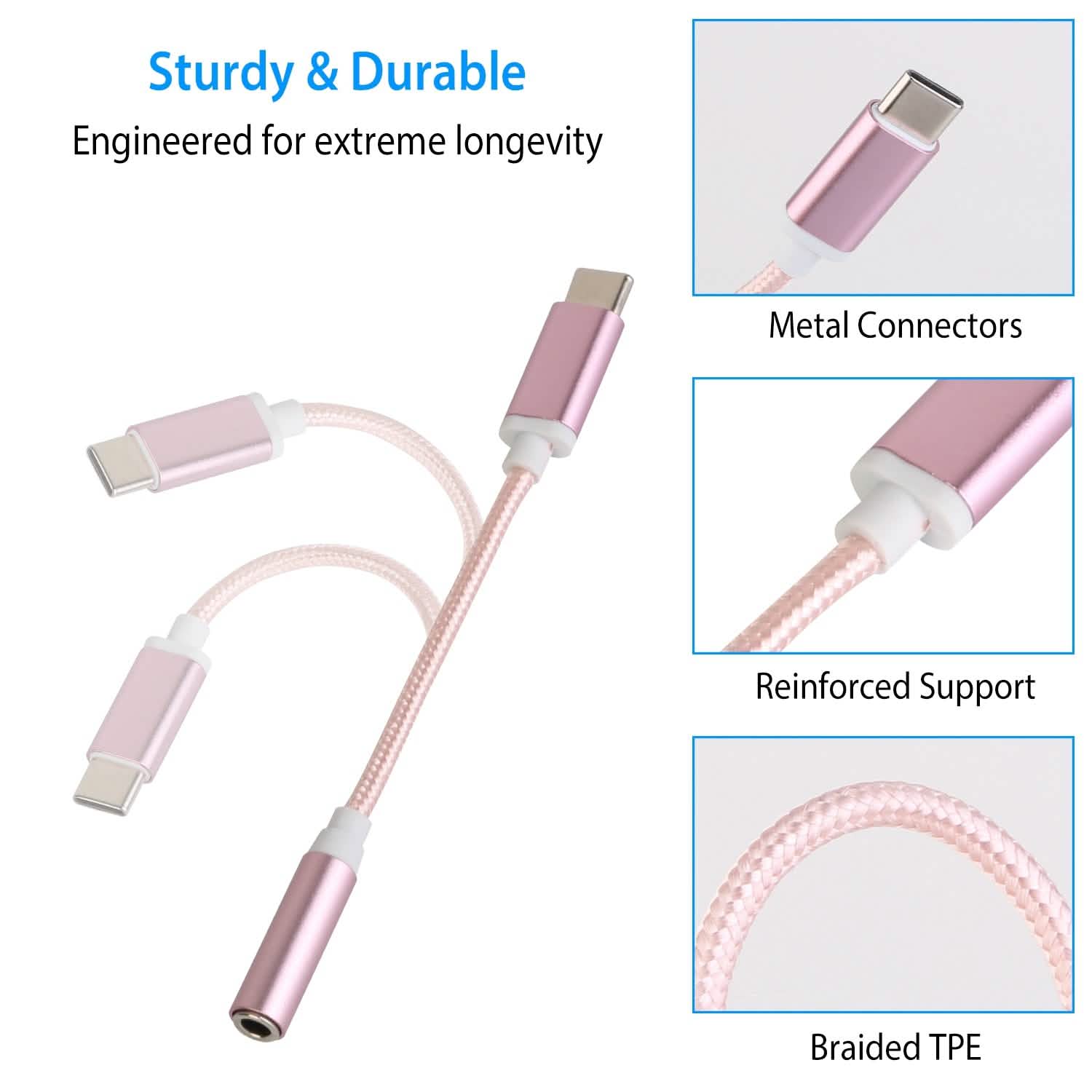 USB-C Type C Adapter Port to 3 .5mm Aux Audio Jack DailySale