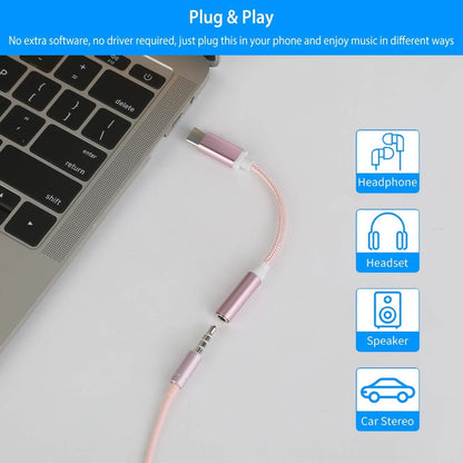 USB-C Type C Adapter Port to 3 .5mm Aux Audio Jack DailySale