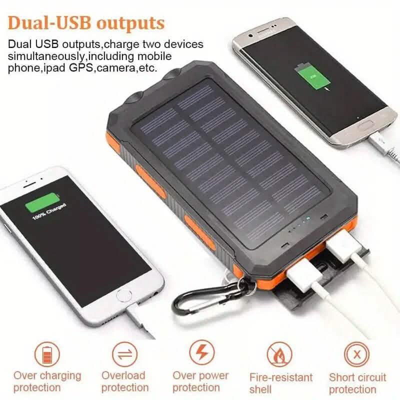 USB Portable Charger 10000mAh Solar Power Bank for Cell Phone and Laptops DailySale