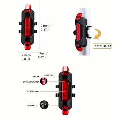 USB Rechargeable LED Bike Tail Light - 4 Flashing Modes For Safety And Visibility DailySale
