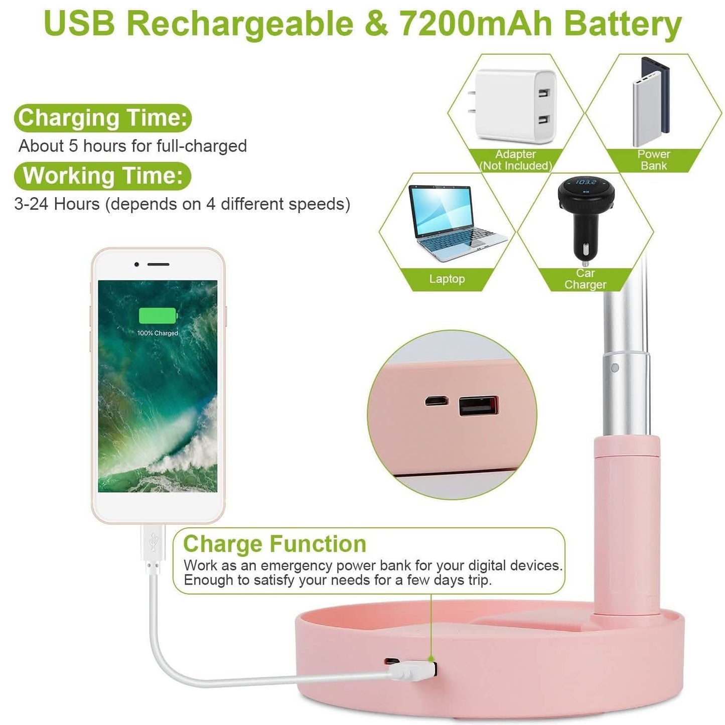 USB Rechargeable Portable Folding Desk Table Fan DailySale