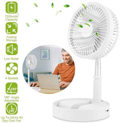 USB Rechargeable Portable Folding Desk Table Fan DailySale