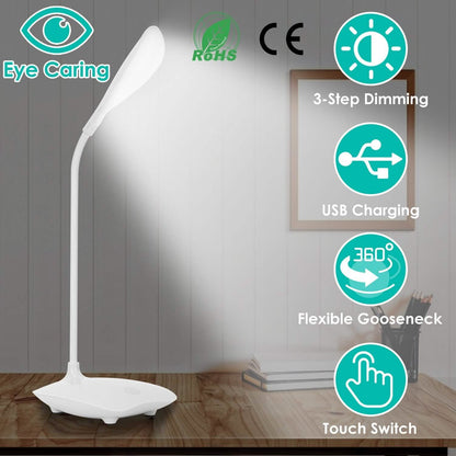 USB Rechargeable Table Lamp Dimmable LED Flexible Gooseneck Desk Light DailySale