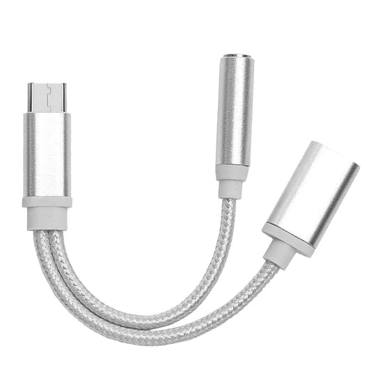 USB Type-C to 3.5mm Aux Audio Charging Adapter Braided Headphone Jack Splitter Cable DailySale