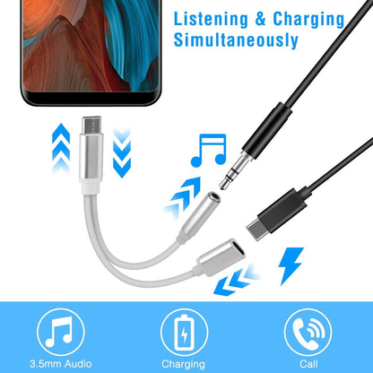 USB Type C to 3.5MM Aux Audio Charging Adapter DailySale