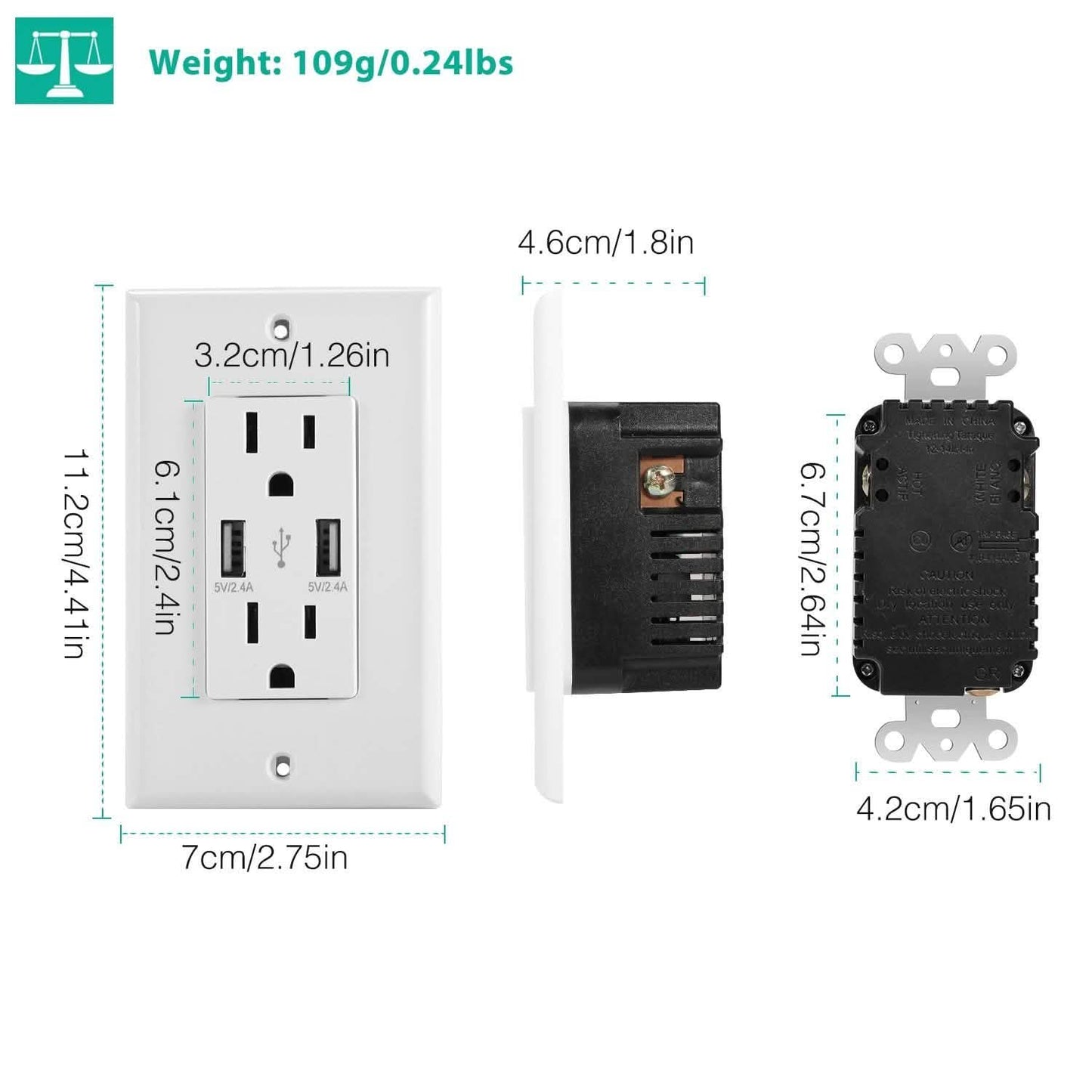 USB Wall Outlet Dual 2.4A USB Wall Charger DailySale