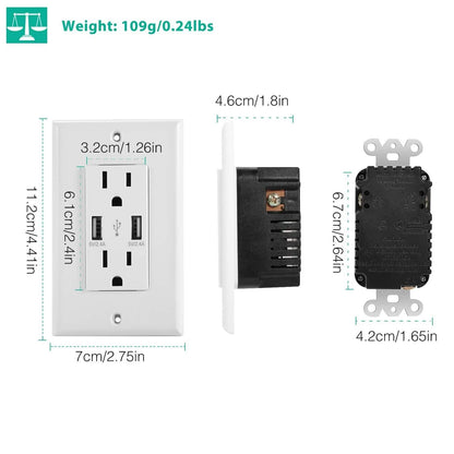 USB Wall Outlet Dual 2.4A USB Wall Charger DailySale