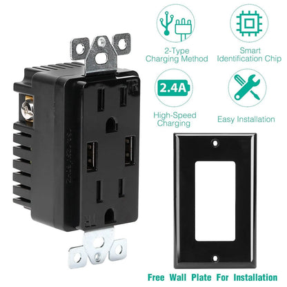 USB Wall Outlet Dual 2.4A USB Wall Charger DailySale
