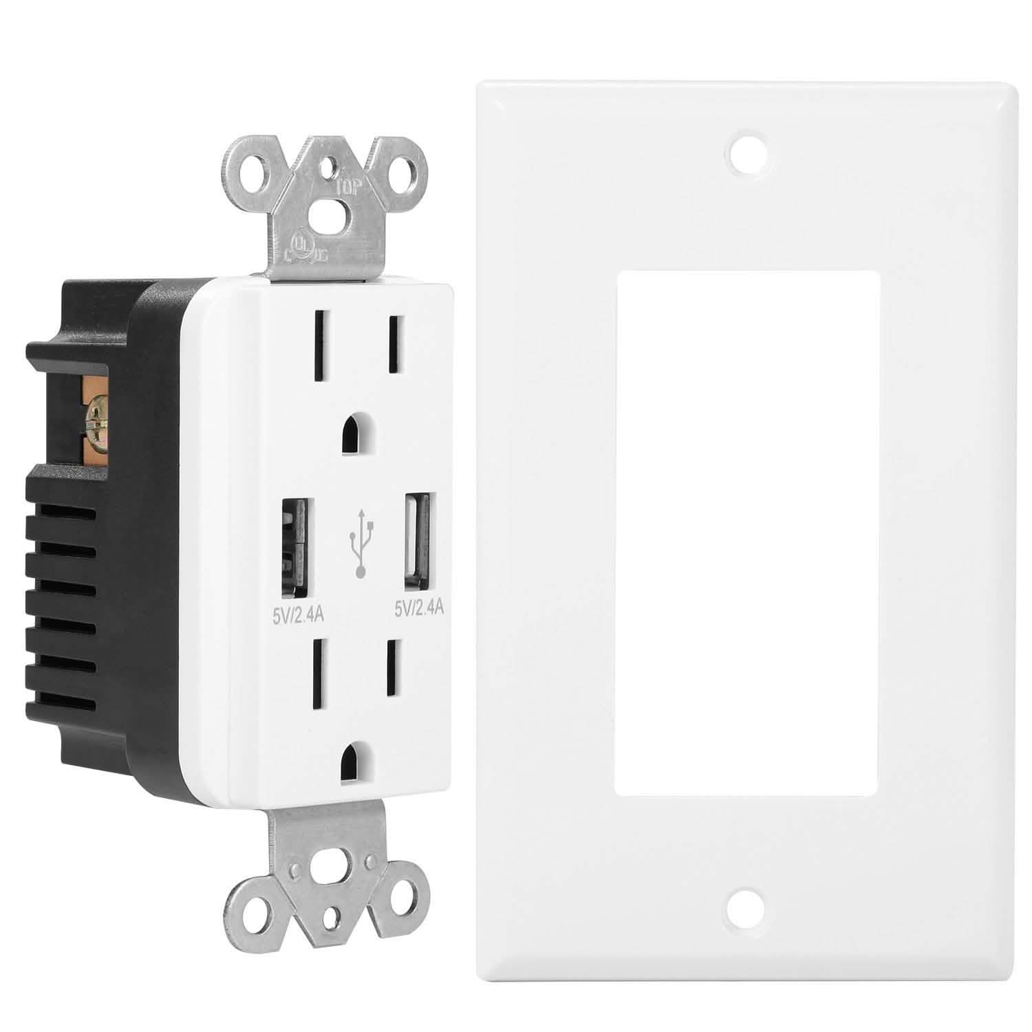 USB Wall Outlet Dual 2.4A USB Wall Charger DailySale