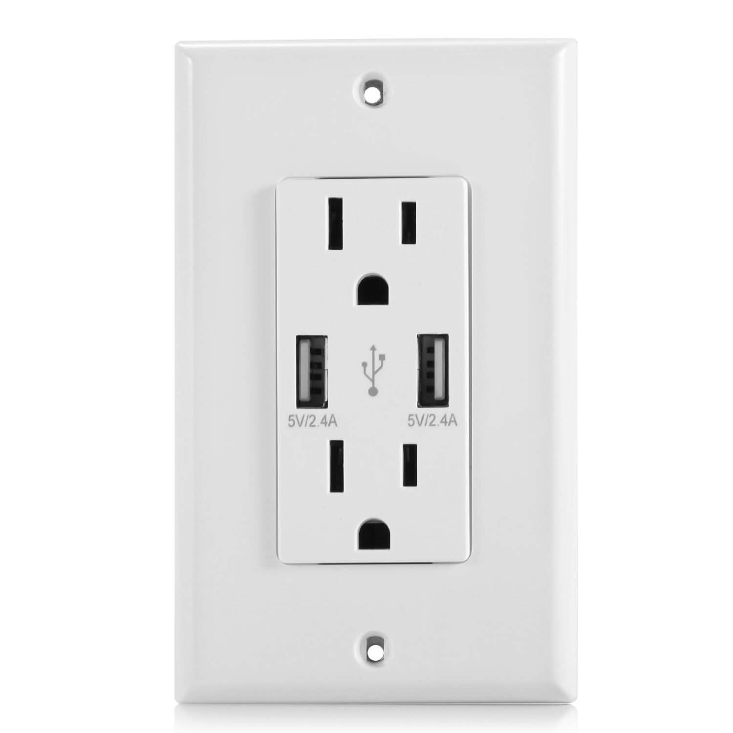 USB Wall Outlet Dual 2.4A USB Wall Charger DailySale
