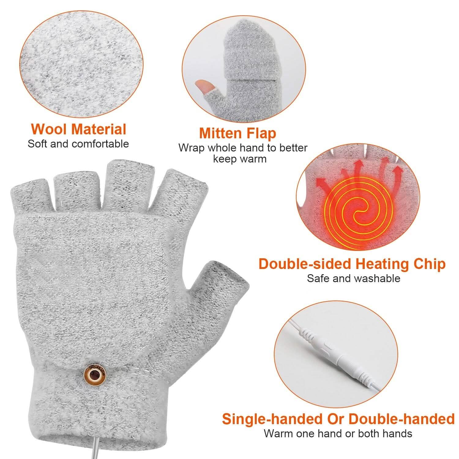USB Wool Heated Gloves Mitten DailySale