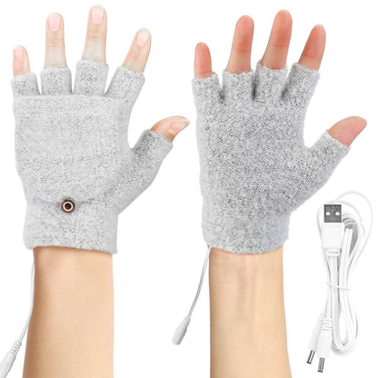 USB Wool Heated Half Fingerless Gloves DailySale