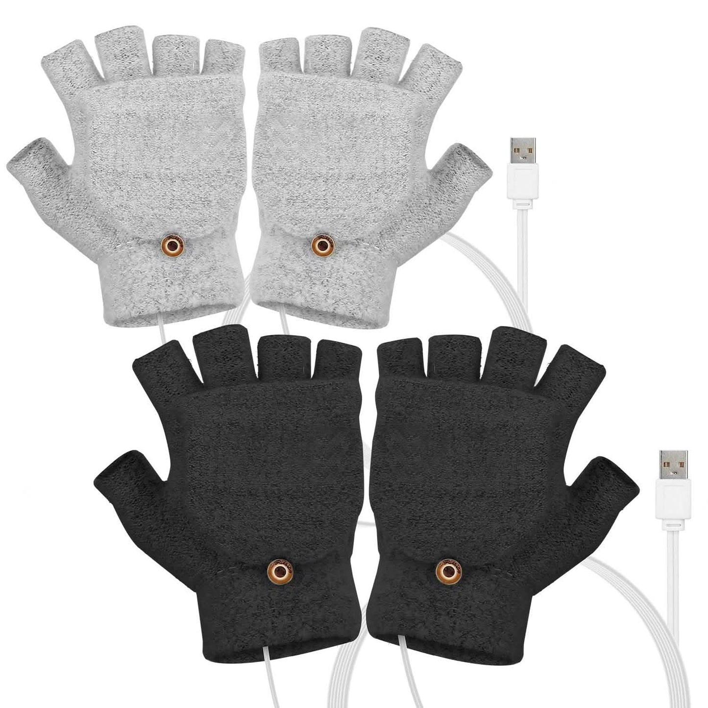 USB Wool Heated Half Fingerless Gloves DailySale